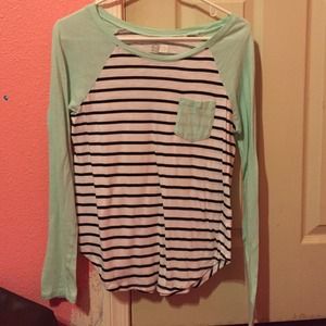 Pacsun Nollie Mint Striped Shirt Medium