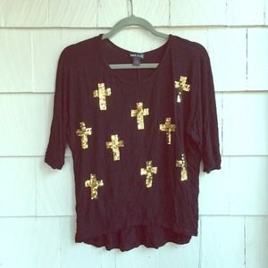 Love Culture 🌼Black Shirt with Golden Crosses🌼