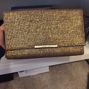 H&M gold straw clutch