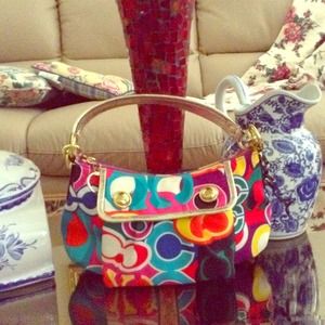 Coach Signature Poppy Glam Shoulder Bag Purse