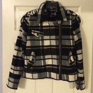 Hurley plaid side zip winter jacket