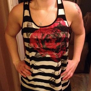 Forever 21 Black and White Striped Racerback