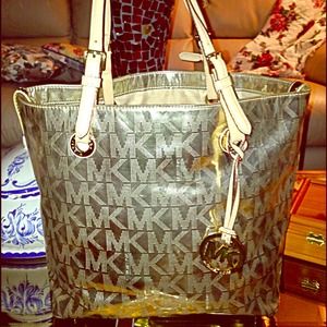 Michael Kors Jet Set Metallic Gold Tote Bag