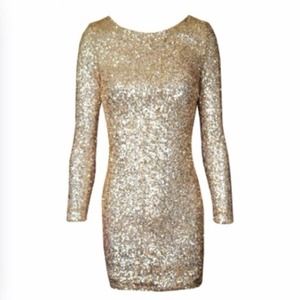 Gold sequin mini dress