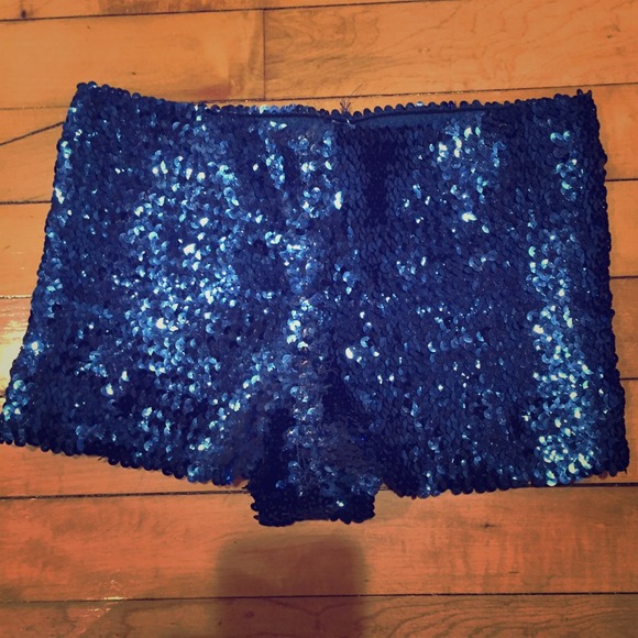 Blue Sequined Shorts
