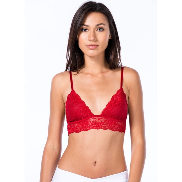 Feminine Flair Lace Bralette in Red