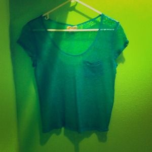 Mudd turquoise crocheted top