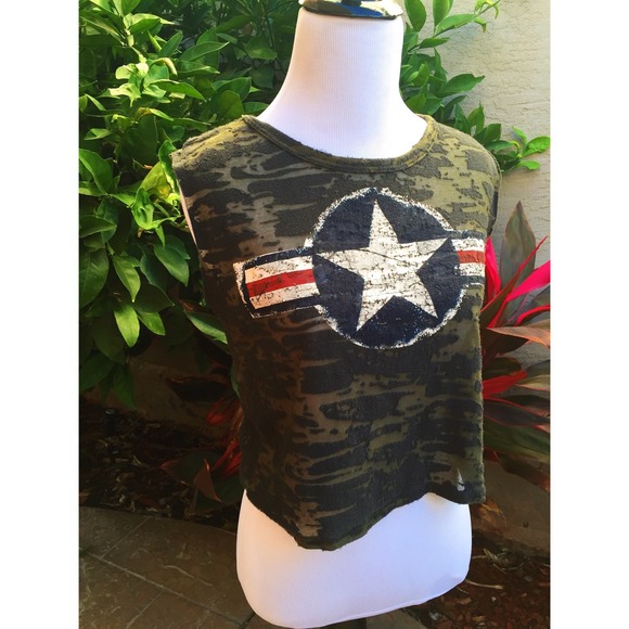 Military style crop top.