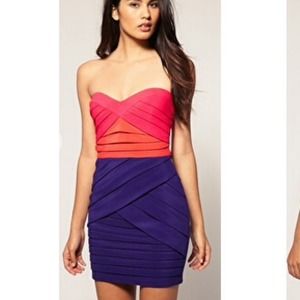 ASOS Lipsy Colorblock Strapless Bandeau Dress