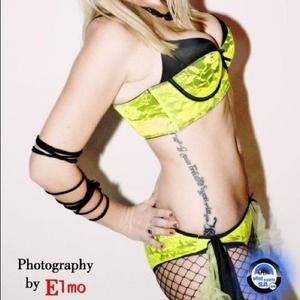 Neon green gogo rave outfit