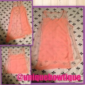 Peach sheer and Lacey long top