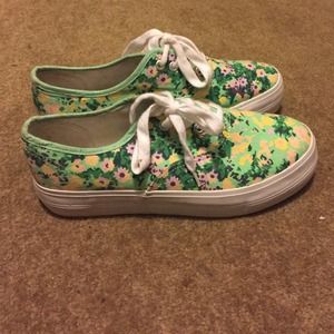 Floral Printed Platform Sneakers