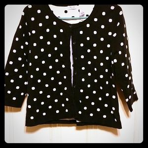 Cute 3/4 sleeve polka-dot cardigan