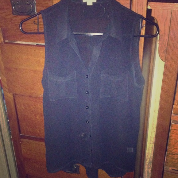 Black Sheer Collared Top