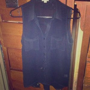 Black Sheer Collared Top