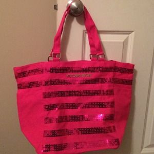 Victoria's Secret NWT sequined totebag  hot pink
