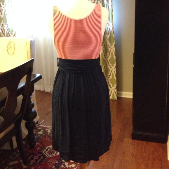 Red and white stripe with navy bottom dress - Picture 3 of 3
