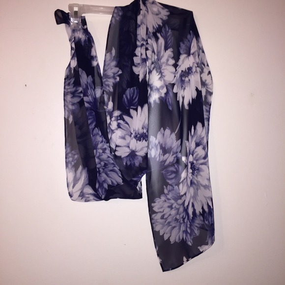 Navy Floral Scarf