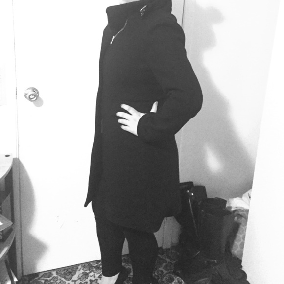 Zara women's wool coat black