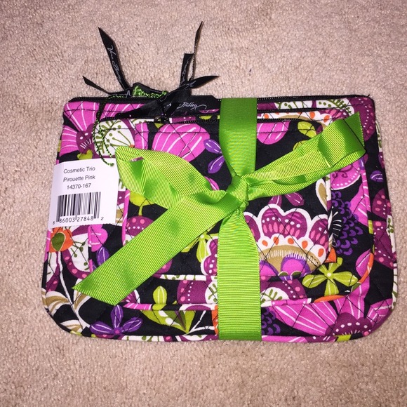 Vera Bradley Cosmetic Trio in Pirouette Pink