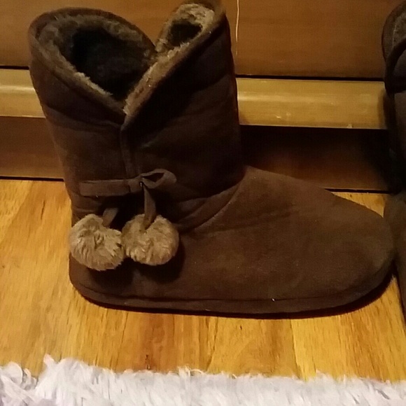 Brown furry boots