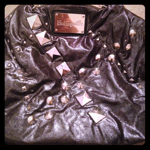 Metallic silver studded medium sized purse