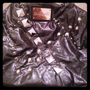 Metallic silver studded medium sized purse