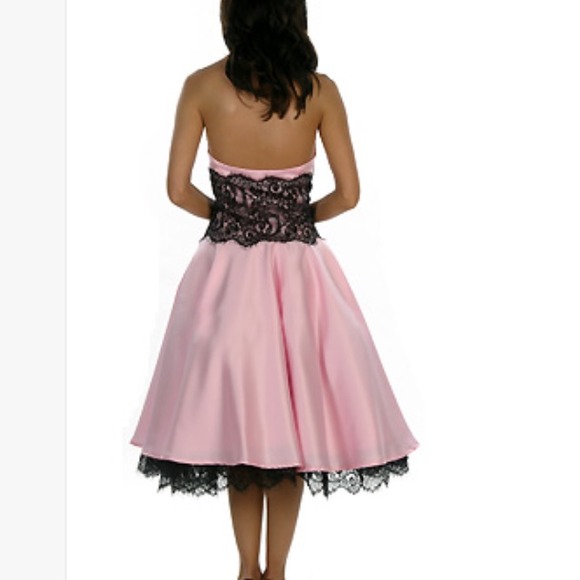 Light Pink & Black Lace Dress - Picture 2 of 4