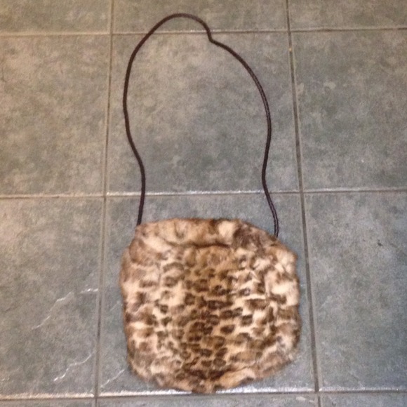 Handbags - Cheetah Print, REAL RABBIT FUR Hand Purse