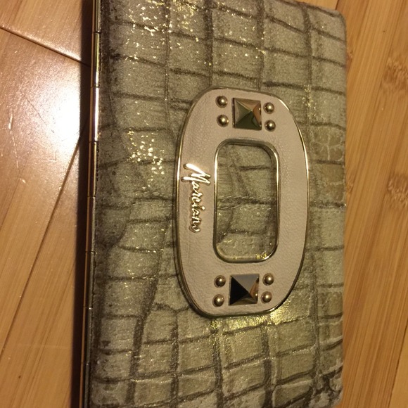 Guess by Marciano faux snakeskin gold clutch