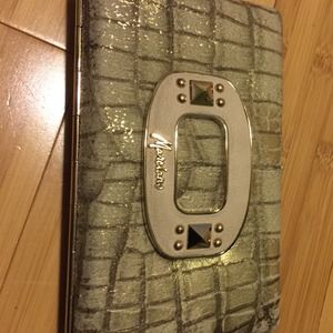 Guess by Marciano faux snakeskin gold clutch