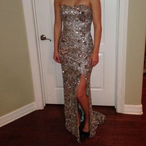 silver sequin Scala prom dress / size 4