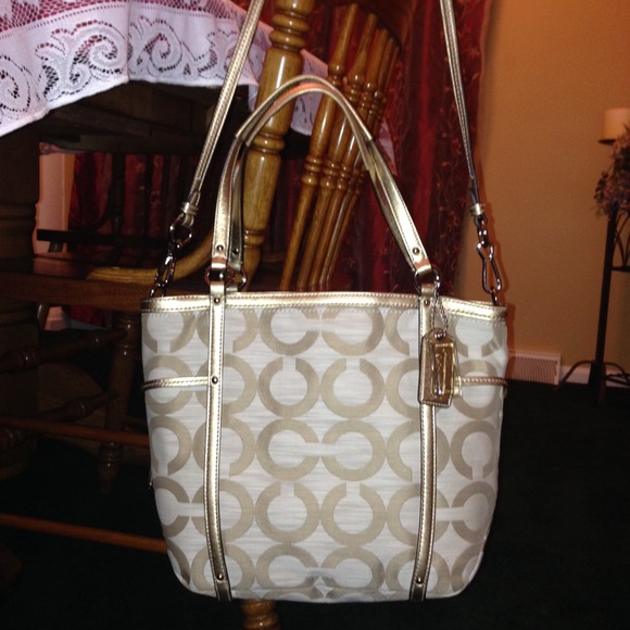 Gold and Ivory COACH tote NWOT
