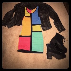A multi-colored party dress