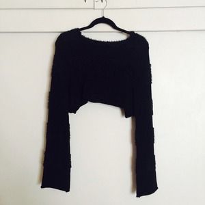 Nasty Gal Cropped Fuzzy Striped Sweater