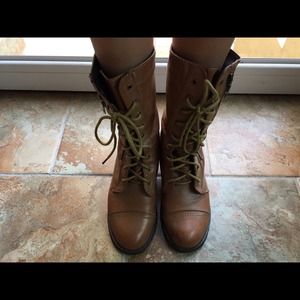 Brown combat boots