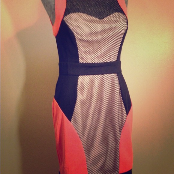 Coral and Black Dress