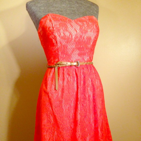 Lace Coral Strapless