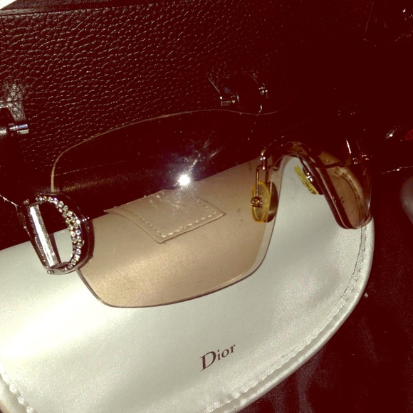 Christian Dior frameless rhinestone sunglasses.