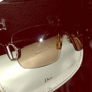 Christian Dior frameless rhinestone sunglasses.