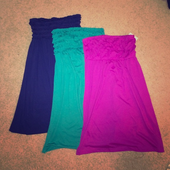 3 tube dresses. Cute colors.