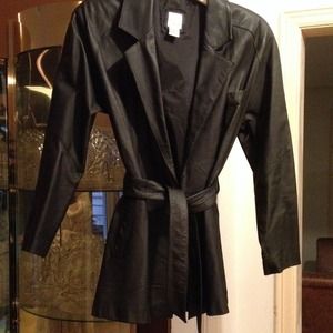 Black leather wrap jacket