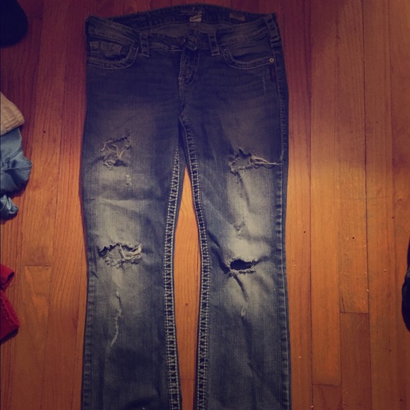 Silver flared jeans