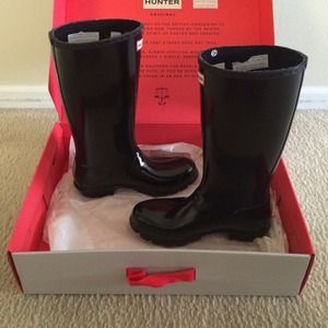 Glossy Black Hunter Boots
