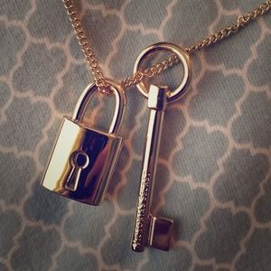 Victoria's Secret Lock and Key Long Chain Necklace
