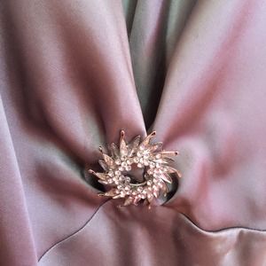 Banana Republic silver silk dress with jeweled pin