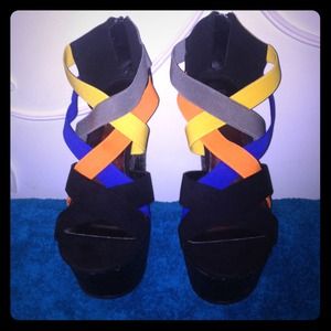 Black Multi color Shoe