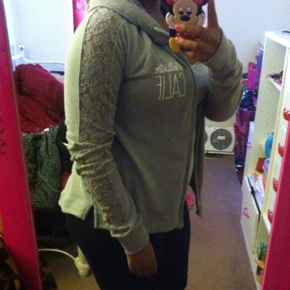 Hollister Gray Lace Arm and Hoodie Jacket