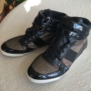 Aldo gold sparkled high top sneakers
