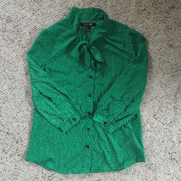Forever 21 Green Button Up Blouse